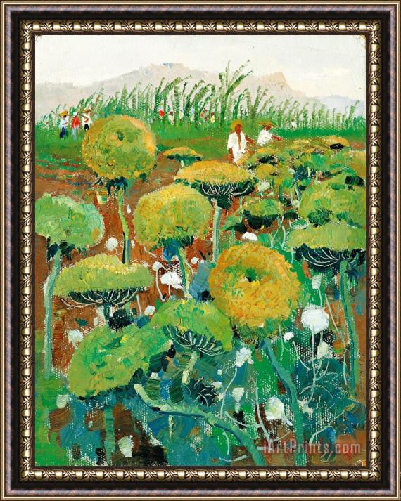 Wu Guanzhong Turnip Flowers, 1972 Framed Painting