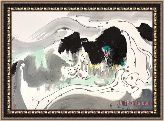 Wu Guanzhong Upland River Framed Painting