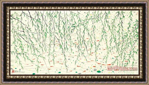 Wu Guanzhong Willow And Fish Framed Print