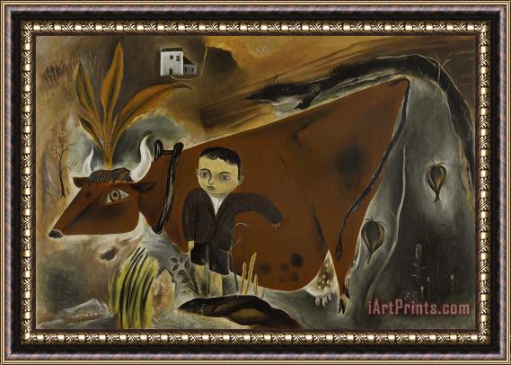 Yasuo Kuniyoshi Little Joe with Cow Framed Painting