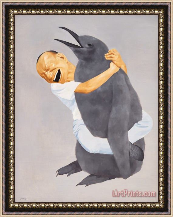 Yue Minjun Penguin, 2000 Framed Painting