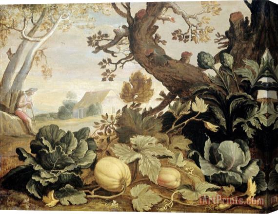 Abraham Bloemaert Landscape with Fruits And Vegetables in The Foreground Stretched Canvas Painting / Canvas Art