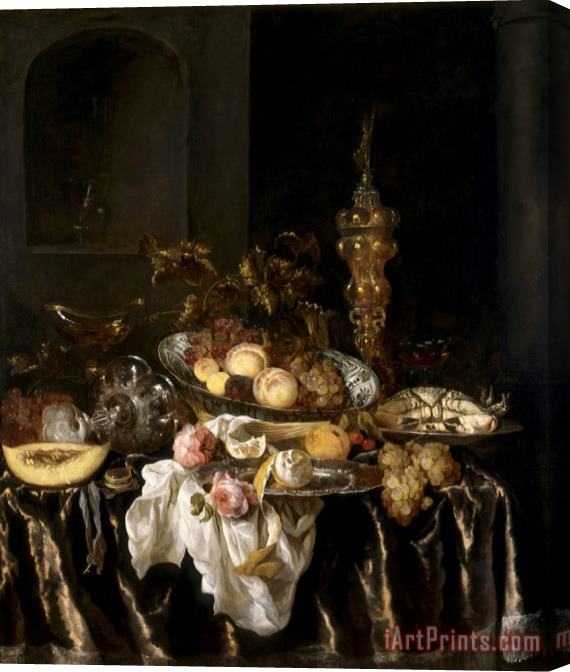 Abraham Van Beyeren A Banquet Still Life with Roses Stretched Canvas Print / Canvas Art