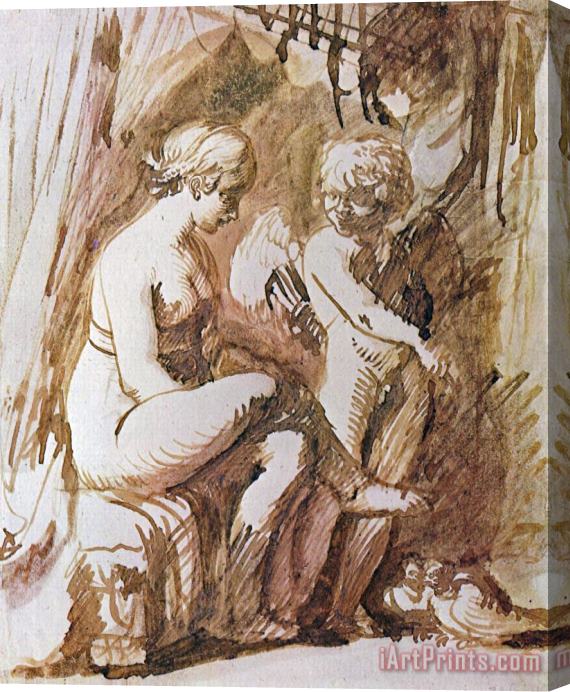 Adam Elsheimer Venus And Cupid Drawing Stretched Canvas Print / Canvas Art