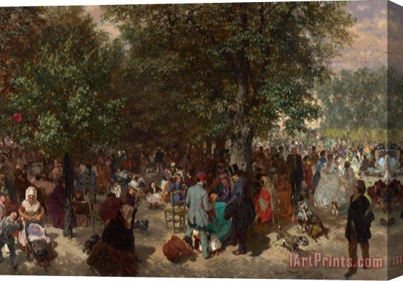 Adolph Friedrich Erdmann von Menzel Afternoon In The Tuileries Gardens Stretched Canvas Painting / Canvas Art