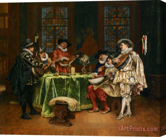 Adolphe Alexandre Lesrel Interior with Troubadours Stretched Canvas Print / Canvas Art