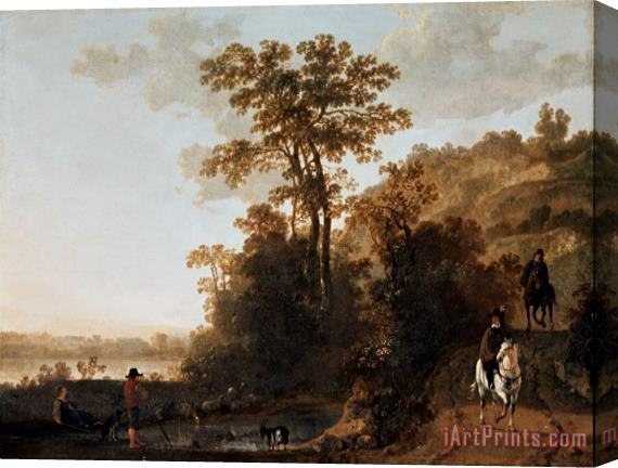 Aelbert Cuyp An Evening Ride Near a River Stretched Canvas Print / Canvas Art