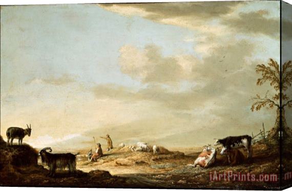 Aelbert Cuyp Landscape with Cattle And Figures Stretched Canvas Print / Canvas Art