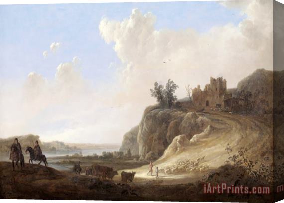 Aelbert Cuyp Mountainous Landscape with The Ruins of a Castle Stretched Canvas Print / Canvas Art