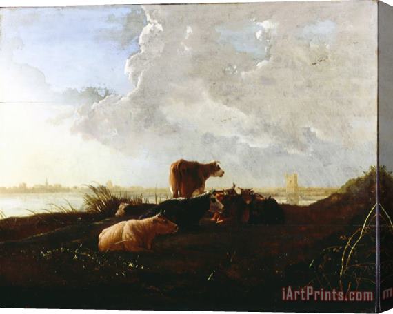 Aelbert Cuyp The Cattle Near a River Stretched Canvas Painting / Canvas Art