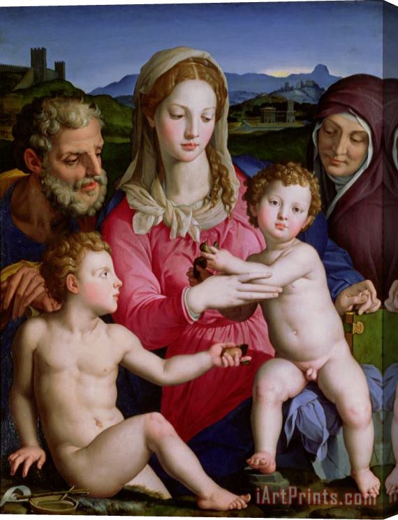 Agnolo Bronzino Holy Family with St Anne and the infant St John the Baptist Stretched Canvas Painting / Canvas Art