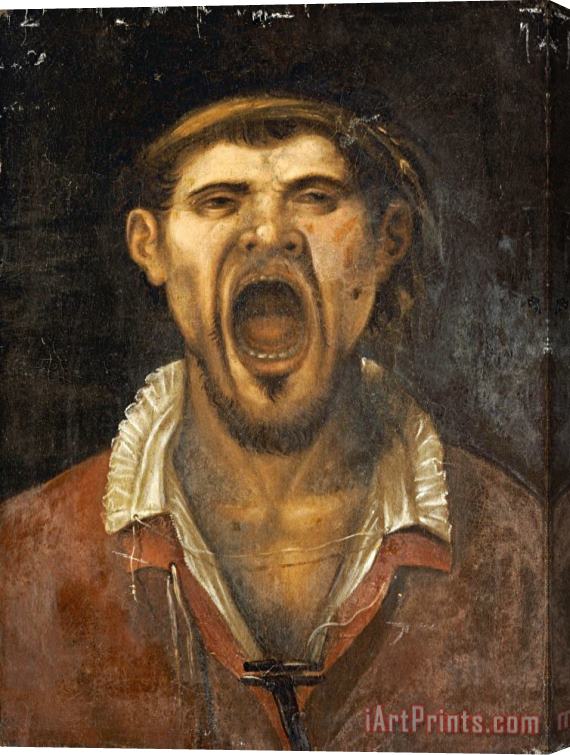 Agostino Carracci A Peasant Man, Head And Shoulders, Shouting Stretched Canvas Painting / Canvas Art