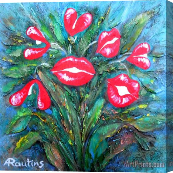 Agris Rautins Bouquet Of Kisses Stretched Canvas Painting / Canvas Art