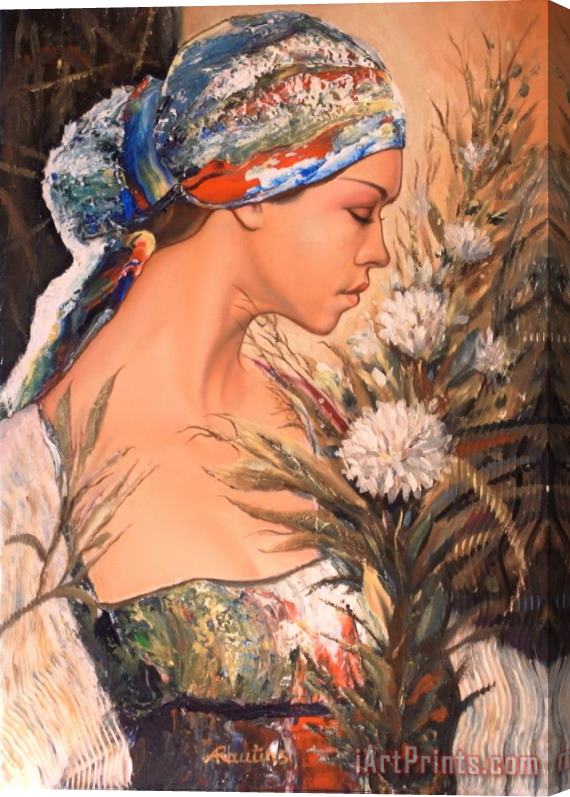 Agris Rautins Portrait of a farmer girl Stretched Canvas Painting / Canvas Art