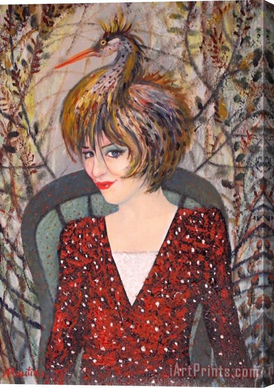 Agris Rautins Woman with birdhat Stretched Canvas Painting / Canvas Art