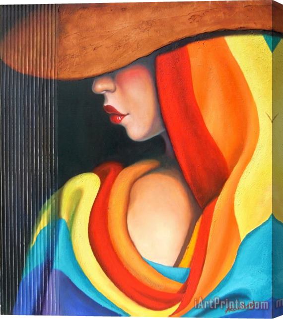 Agris Rautins Woman with Hat Stretched Canvas Painting / Canvas Art