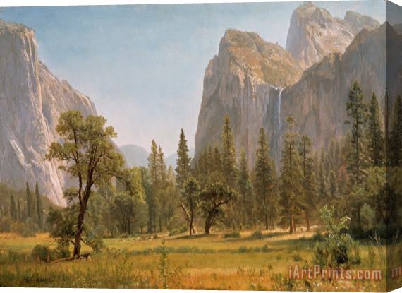 Albert Bierstadt Bridal Veil Falls Yosemite Valley California Stretched Canvas Print / Canvas Art