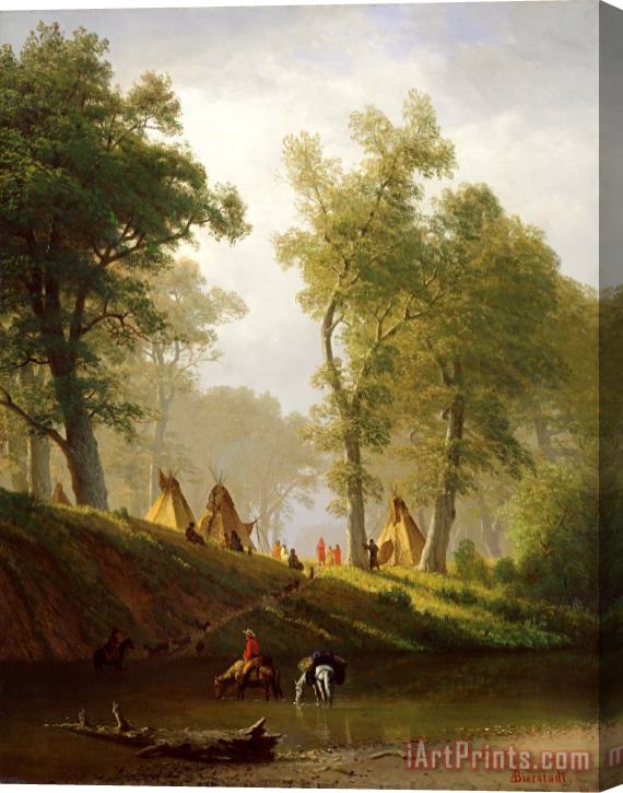 Albert Bierstadt The Wolf River - Kansas Stretched Canvas Painting / Canvas Art