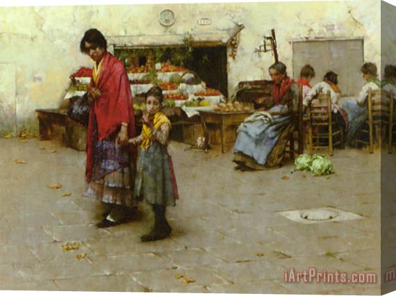 Albert Chevallier Tayler A Day at The Market Stretched Canvas Print / Canvas Art