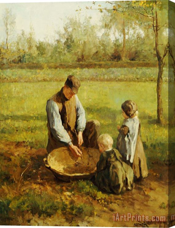 Albert Neuhuys Watching Father Work Stretched Canvas Print / Canvas Art