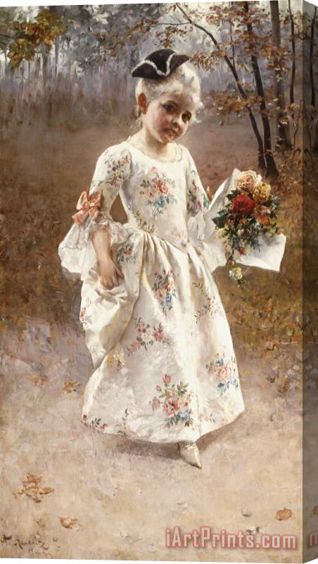 Albert Raudnitz The Little Flower Girl Stretched Canvas Print / Canvas Art