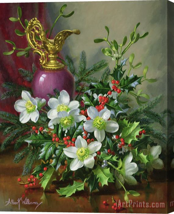 Albert Williams Christmas Roses Stretched Canvas Painting / Canvas Art