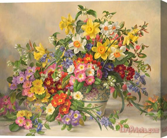 Albert Williams Spring Flowers and Poole Pottery Stretched Canvas Print / Canvas Art