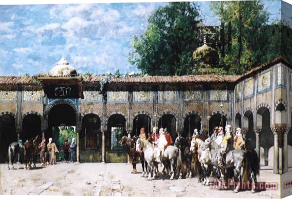 Alberto Pasini Circassian Knights Waiting for Their Leader Stretched Canvas Painting / Canvas Art