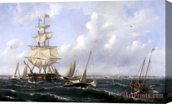 Albertus van Beest View of Shipping in New Bedford Harbor Stretched Canvas Print / Canvas Art