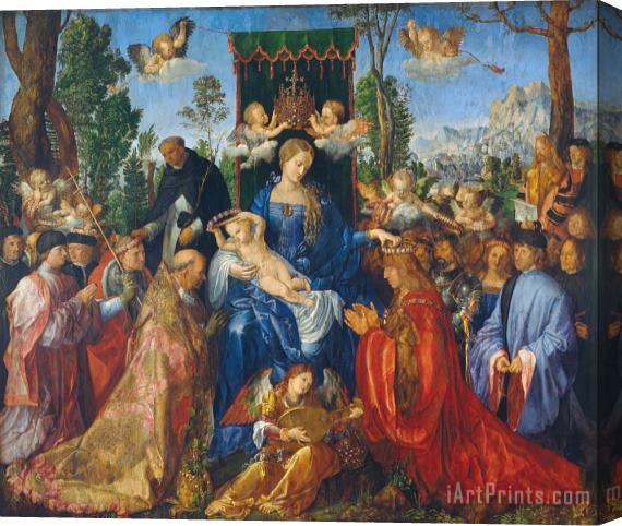 Albrecht Durer Feast Of Rose Garlands Stretched Canvas Painting / Canvas Art