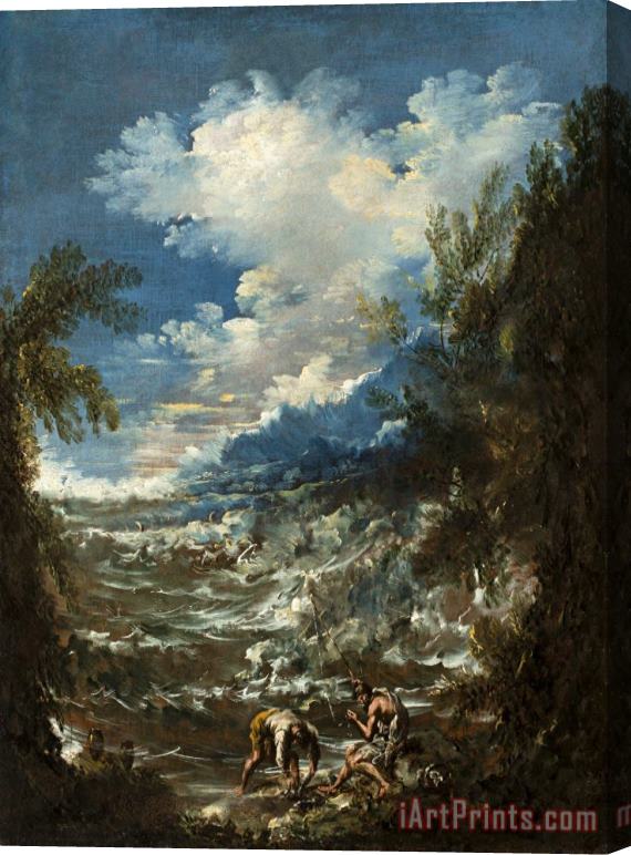 Alessandro Magnasco Landscape with Fishermen Stretched Canvas Painting / Canvas Art