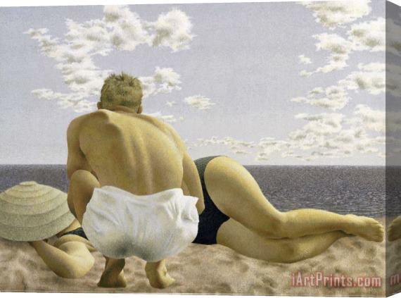 Alex Colville Couple on Beach Stretched Canvas Painting / Canvas Art