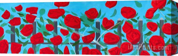 Alex Katz Roses on Blue, 2002 Stretched Canvas Painting / Canvas Art