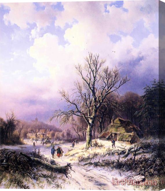 Alexander Joseph Daiwaille Snowy Landscape Stretched Canvas Print / Canvas Art