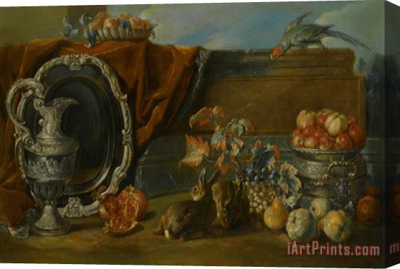 Alexandre-Francois Desportes A Still Life with Two Rabbits Stretched Canvas Print / Canvas Art