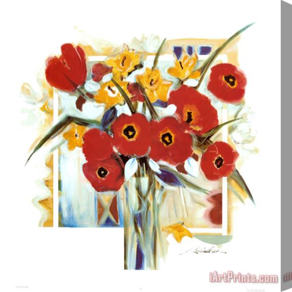 alfred gockel Red Poppies in Vase Stretched Canvas Painting / Canvas Art