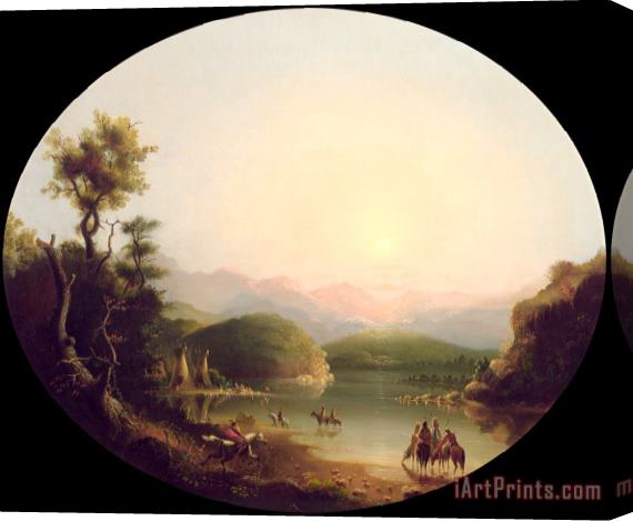 Alfred Jacob Miller Shoshone Indians at a Mountain Lake (lake Fremont) Stretched Canvas Painting / Canvas Art