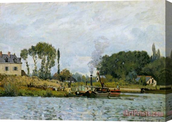 Alfred Sisley Boats at the lock at Bougival Stretched Canvas Print / Canvas Art