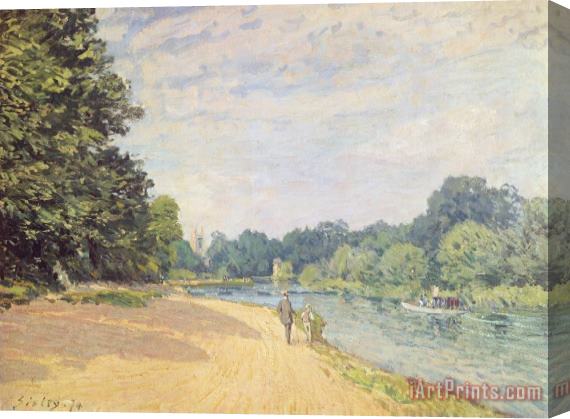 Alfred Sisley The Thames with Hampton Church Stretched Canvas Painting / Canvas Art
