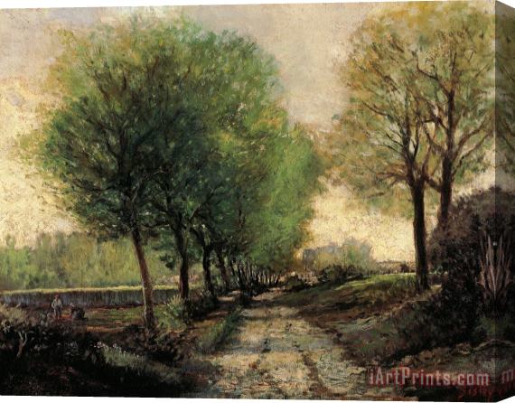 Alfred Sisley Tree-lined Avenue In A Small Town Stretched Canvas Print / Canvas Art
