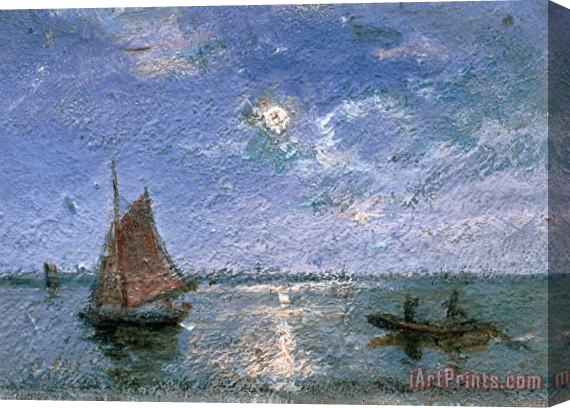 Alfred Wahlberg Fishing Boats by Moonlight Stretched Canvas Print / Canvas Art