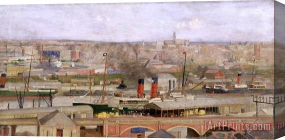 Alice Chapman Wharves Near Spencer Street Stretched Canvas Print / Canvas Art