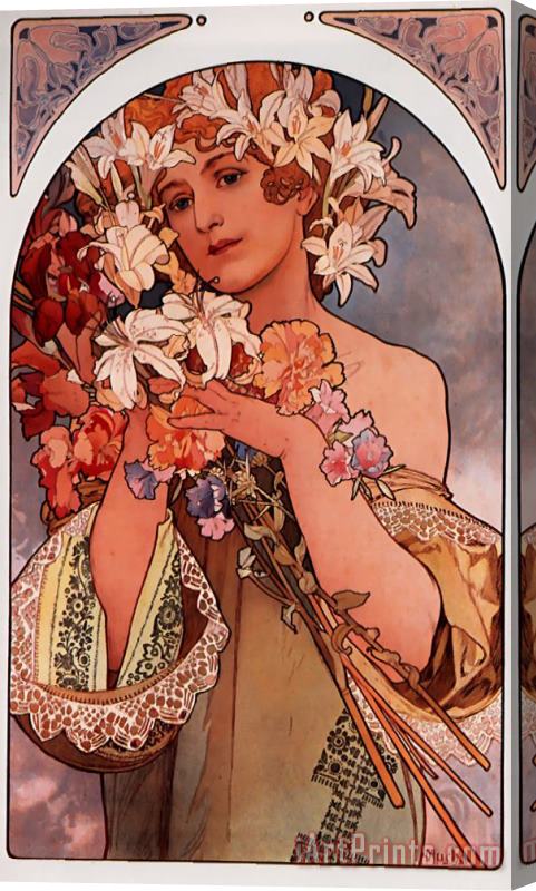 Alphonse Maria Mucha Flower Stretched Canvas Painting / Canvas Art
