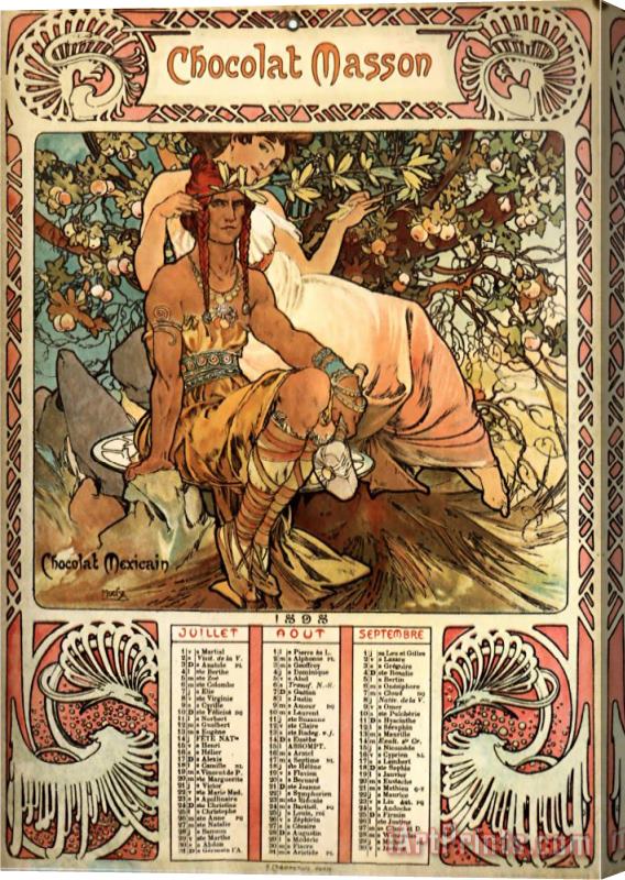 Alphonse Maria Mucha Manhood (calendar) Stretched Canvas Painting / Canvas Art