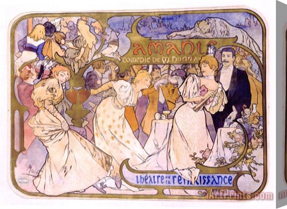 Alphonse Marie Mucha Amants Stretched Canvas Painting / Canvas Art