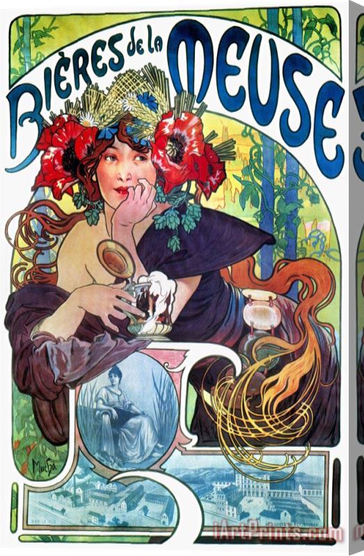 Alphonse Marie Mucha Beer Ad by Mucha C1897 Stretched Canvas Painting / Canvas Art