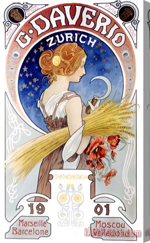 Alphonse Marie Mucha Daverio Wheat Harvest Stretched Canvas Painting / Canvas Art