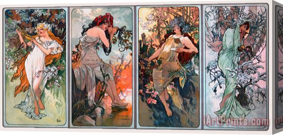 Alphonse Marie Mucha Four Seasons Stretched Canvas Painting / Canvas Art
