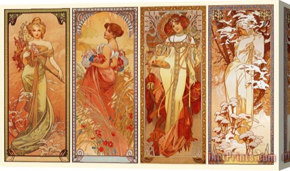 Alphonse Marie Mucha Les Saisons 1900 Stretched Canvas Print / Canvas Art
