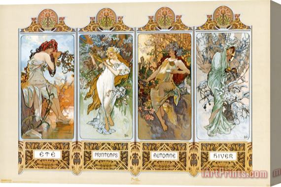 Alphonse Marie Mucha The Four Seasons Stretched Canvas Painting / Canvas Art